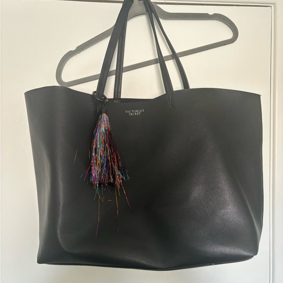 Victoria's Secret Handbags - Victoria's Secret Black Tote with Multicolor Tassel